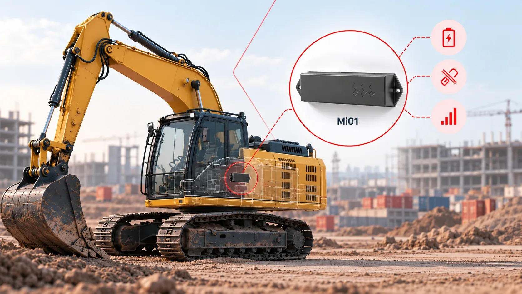 Baumaschinen-Tracker Mi01 im Einsatz
